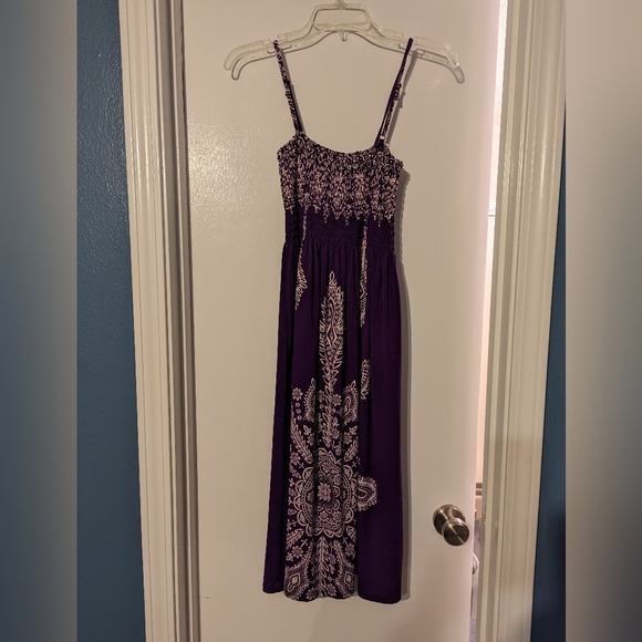 Purple and White A-Line Maxi Dress. - Picture 1 of 5